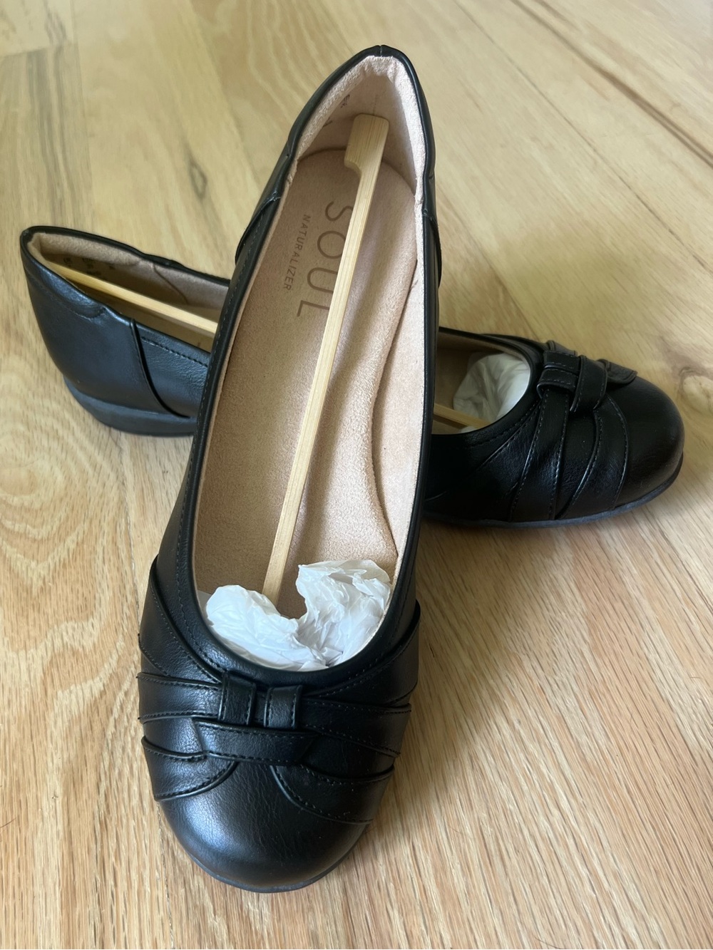 NIB SOUL Naturalizer Gift Black Ballet Flats Comfort Work Shoes Bow Workwear - Picture 2 of 12
